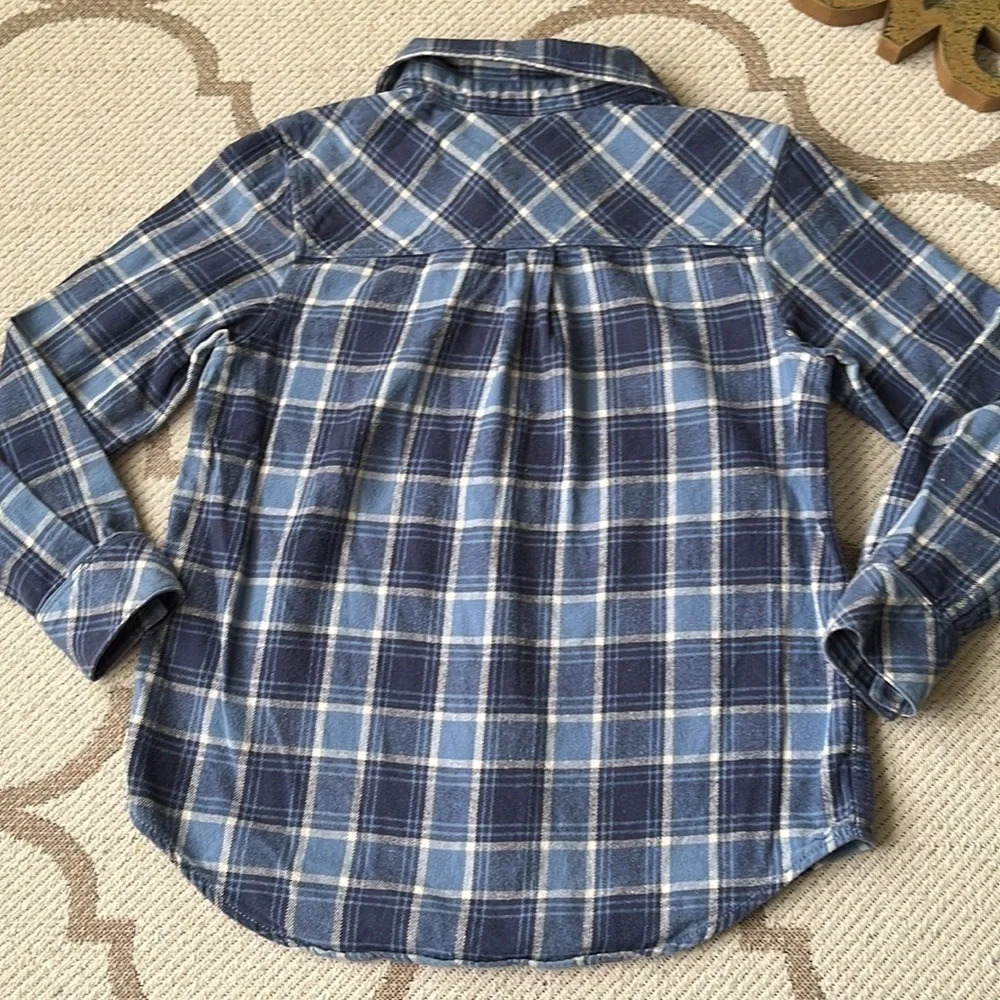 Hanna Andersson blue plaid button down long sleeve shirt, size 120cm - Picture 9 of 12
